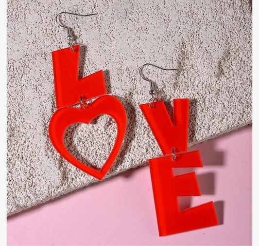 Acrylic Love Earrings