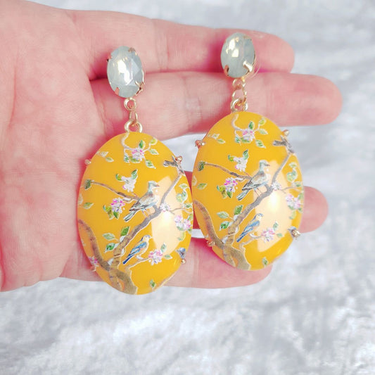 Printed Bird Earrings