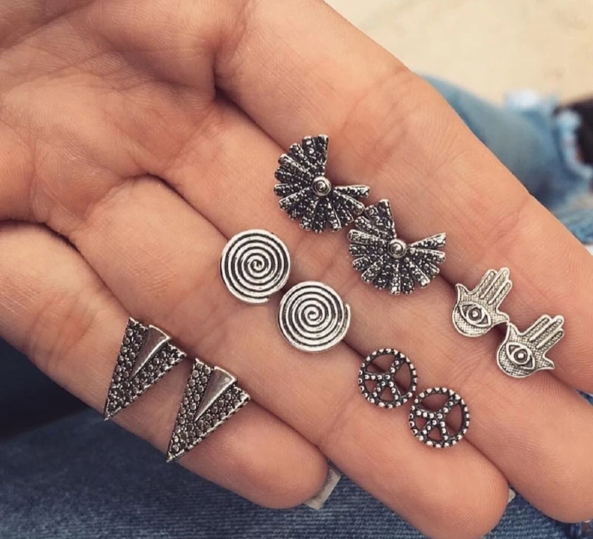 Oxidized Earrings Set