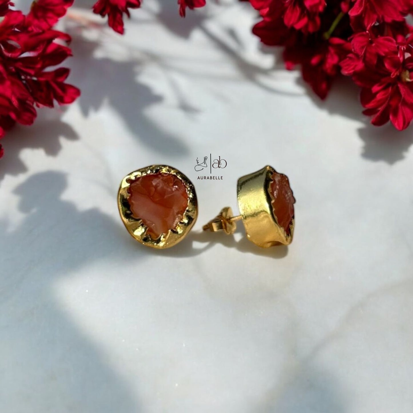 Raw Stone Stud Earrings