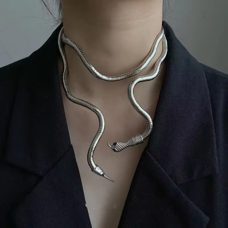Serpent Wrap (2 in 1)- Bracelet and Neckpiece (SILVER)