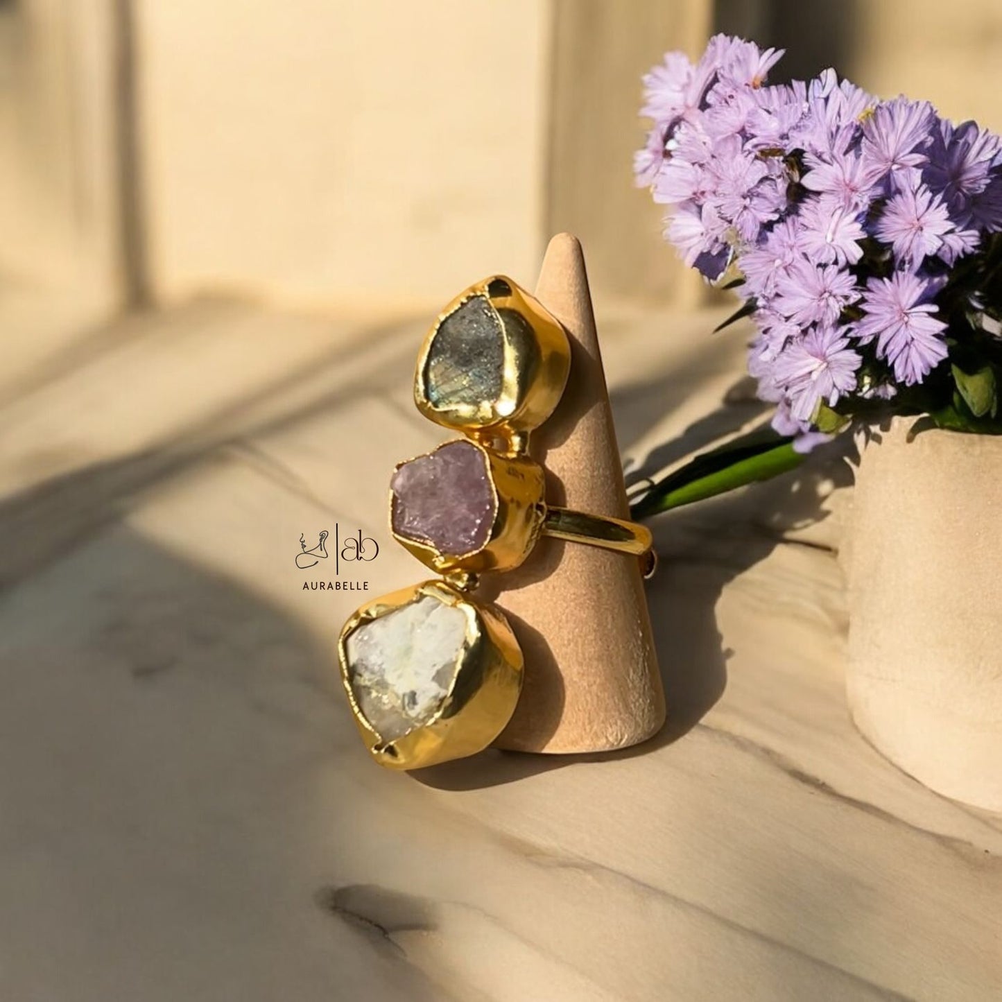 Golden Triad 18kt adjustable ring