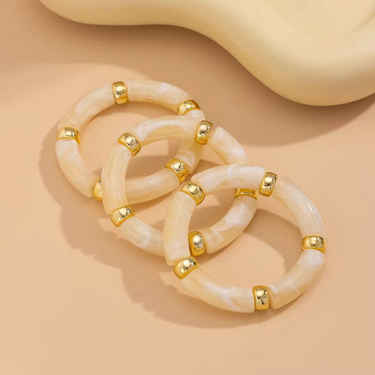 Retro Acrylic Bracelet Set - WHITE