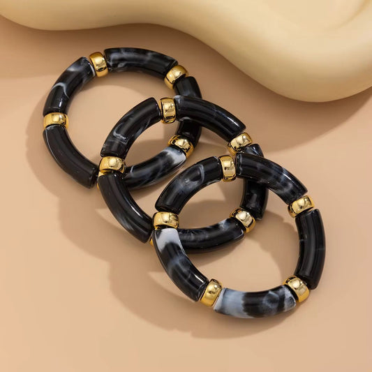 Retro Acrylic Bracelet Set - BLACK