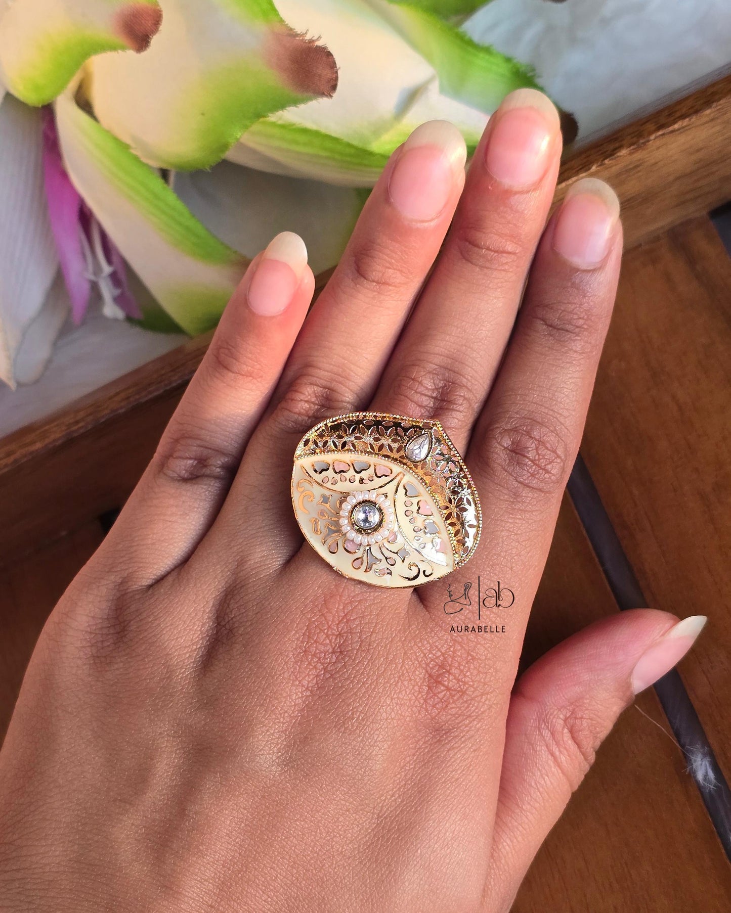 Kyra Meenakari Adjustable Ring