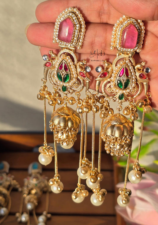 Ritwika Kashmiri Drop Earrings- PINK