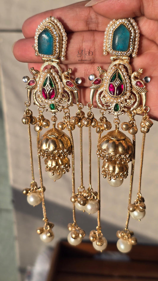 Ritwika Kashmiri Drop Earrings- BLUE