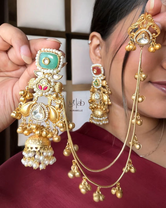 Meera Motif Jhumke with Chain