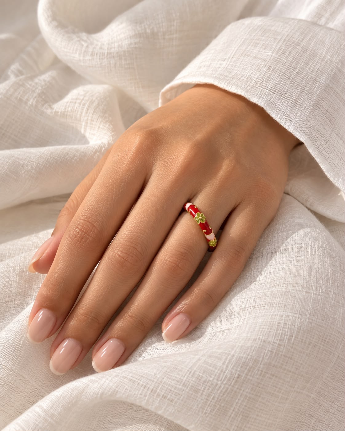Enamel Floral Band Ring