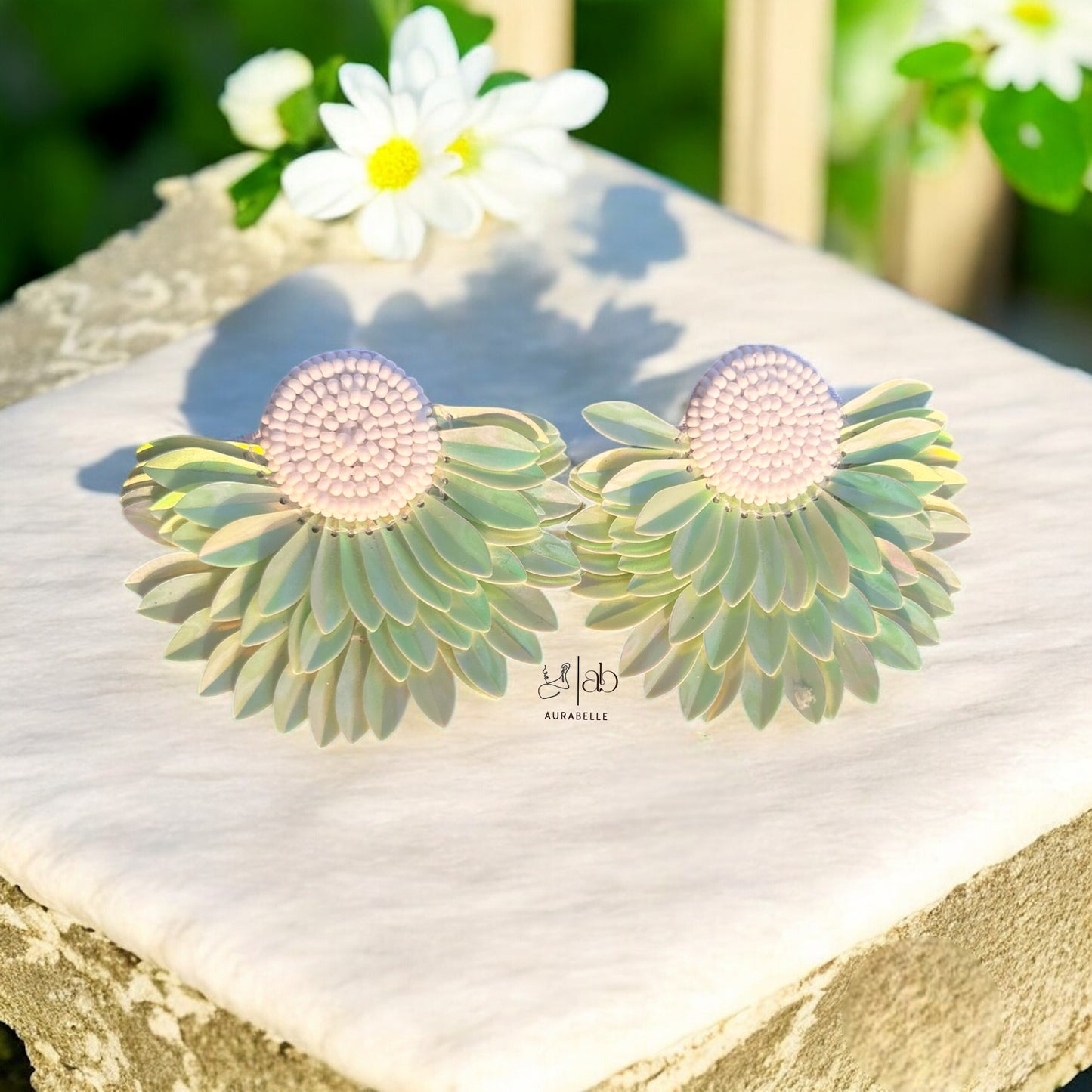 Florescent Daisy Handmade Beaded Earrings