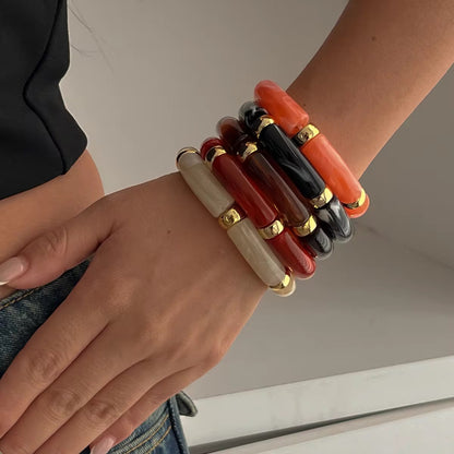 Retro Acrylic Bracelet Set - WHITE