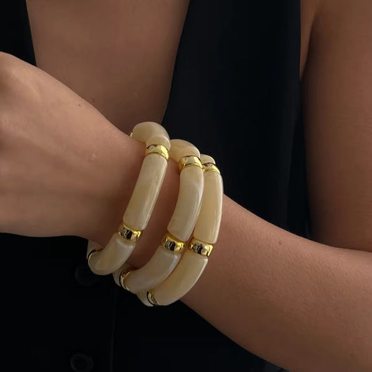 Retro Acrylic Bracelet Set - WHITE