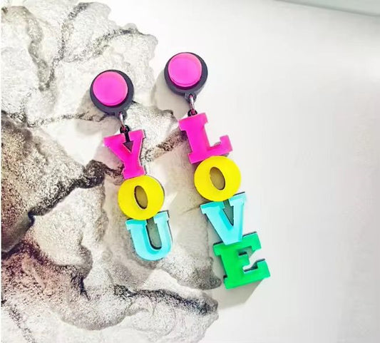 Acrylic Love You earrings