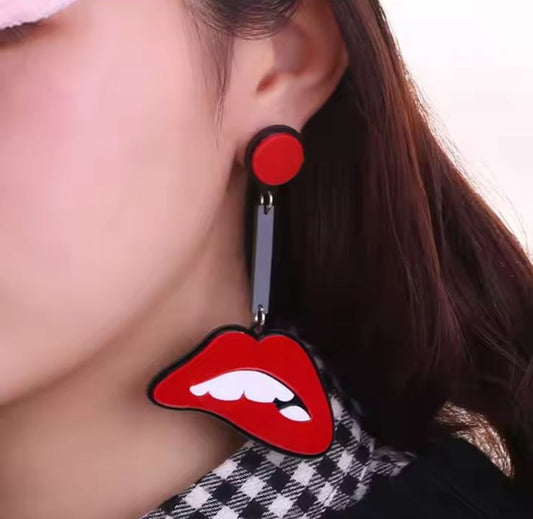 Hanging Lips Acrylic Earrings