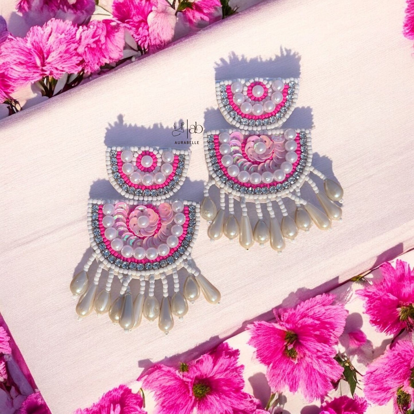 Pearl Blush Handmade Beaded Earrings