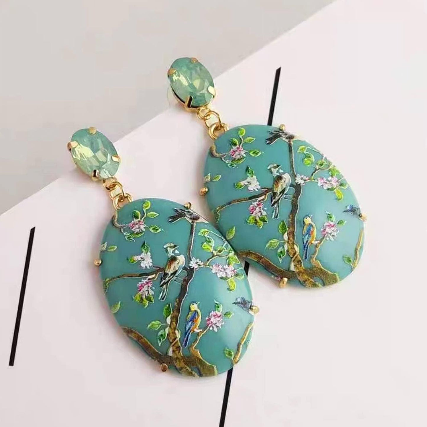 Printed Bird Earrings
