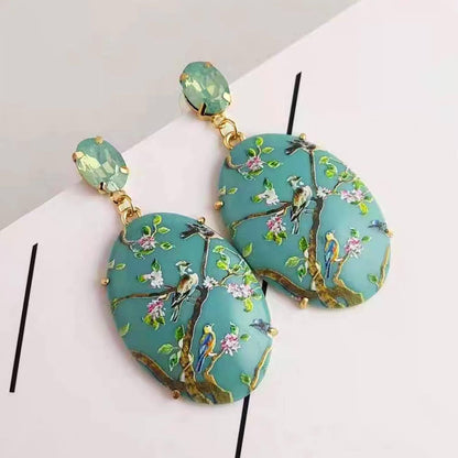 Printed Bird Earrings