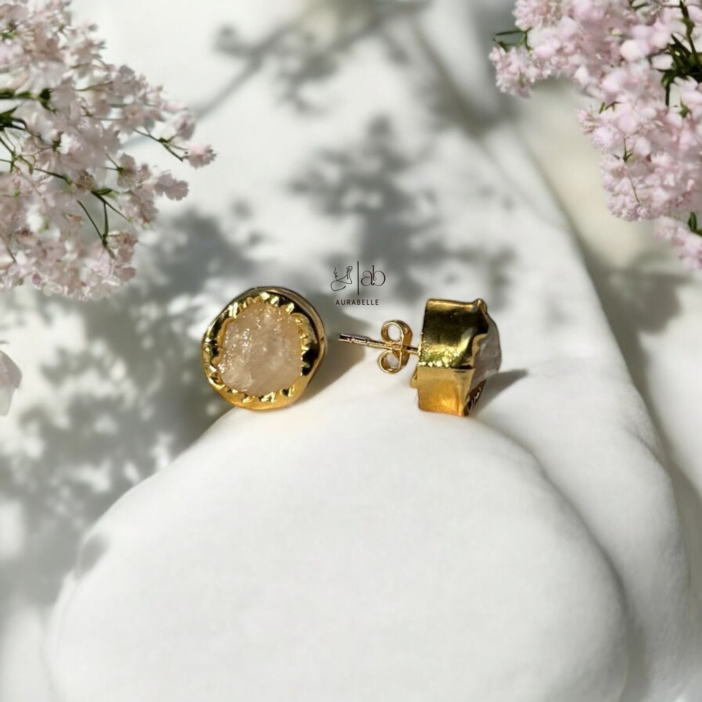 Raw Stone Stud Earrings