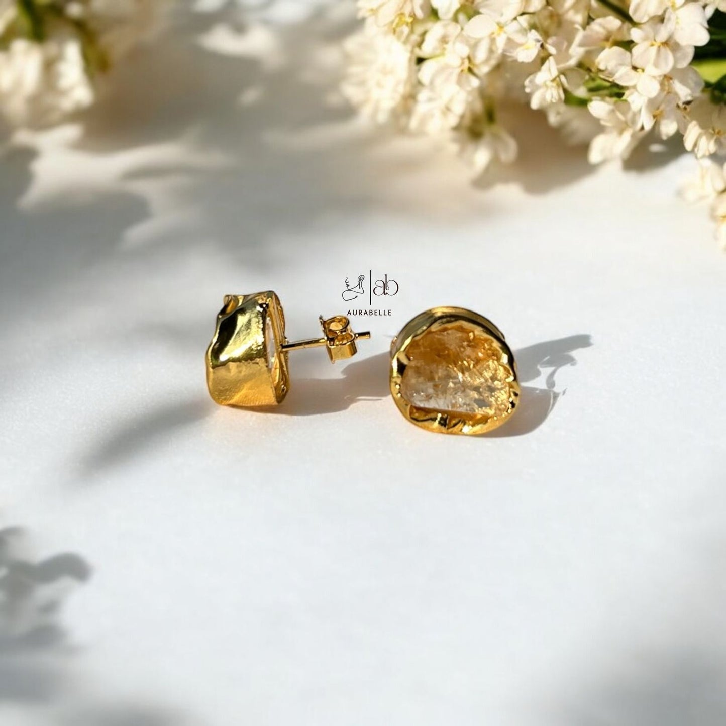 Raw Stone Stud Earrings