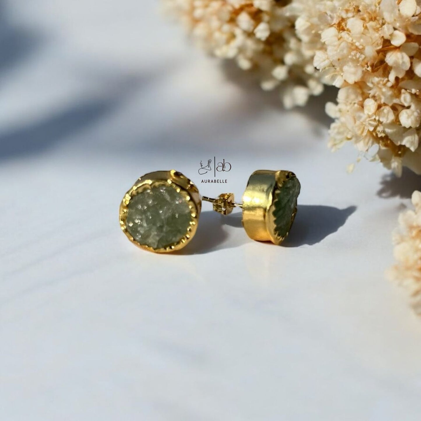 Raw Stone Stud Earrings
