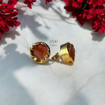 Raw Stone Stud Earrings