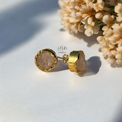 Raw Stone Stud Earrings