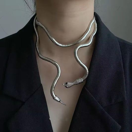 Serpent Wrap (2 in 1)- Bracelet and Neckpiece (SILVER)