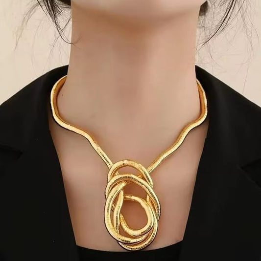 Abstract Gold (2 in 1) Statement Bracelet and Neckpiece
