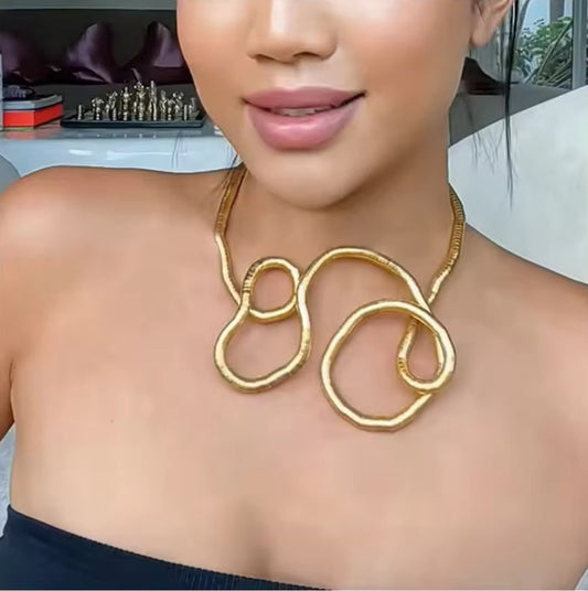 Abstract Gold (2 in 1) Statement Bracelet and Neckpiece