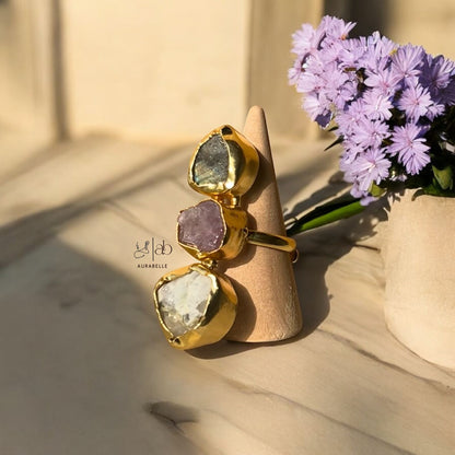 Golden Triad 18kt adjustable ring