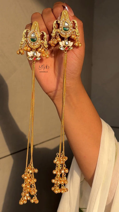 Lotus Kundan Kashmiri Earrings