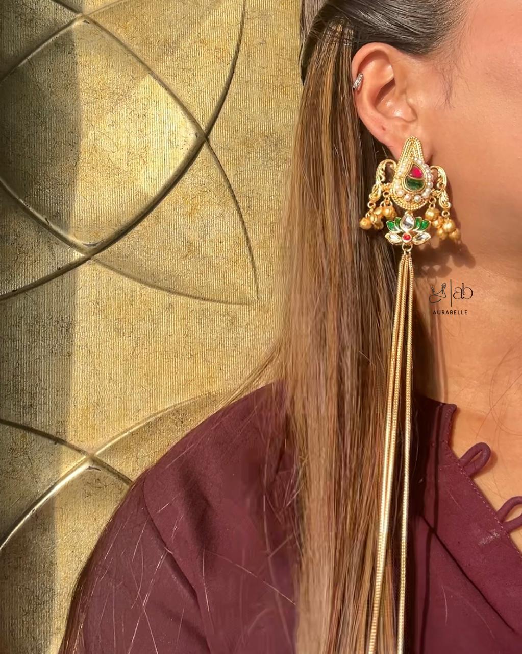 Lotus Kundan Kashmiri Earrings