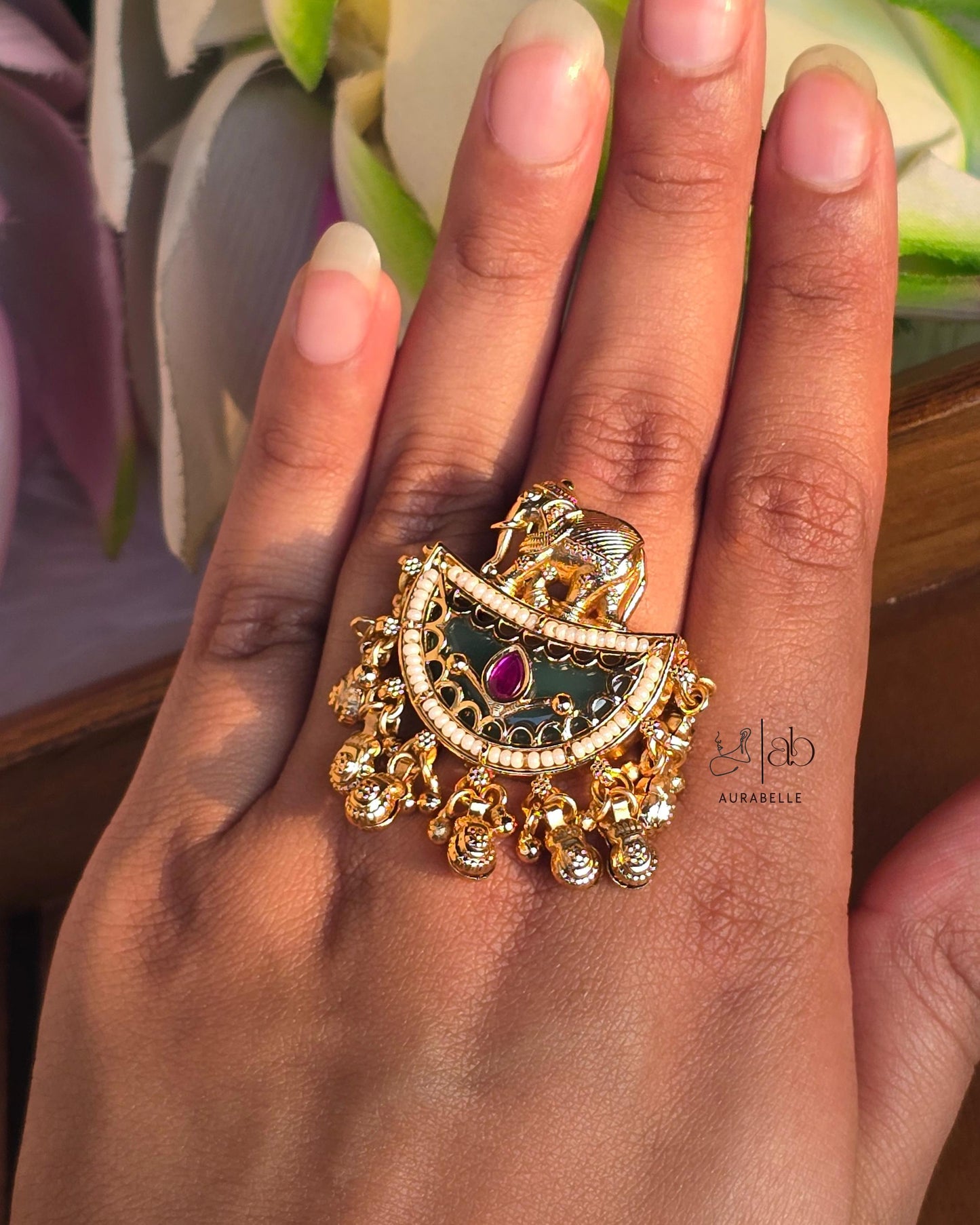 Elephant Ghungroo Adjustable Ring