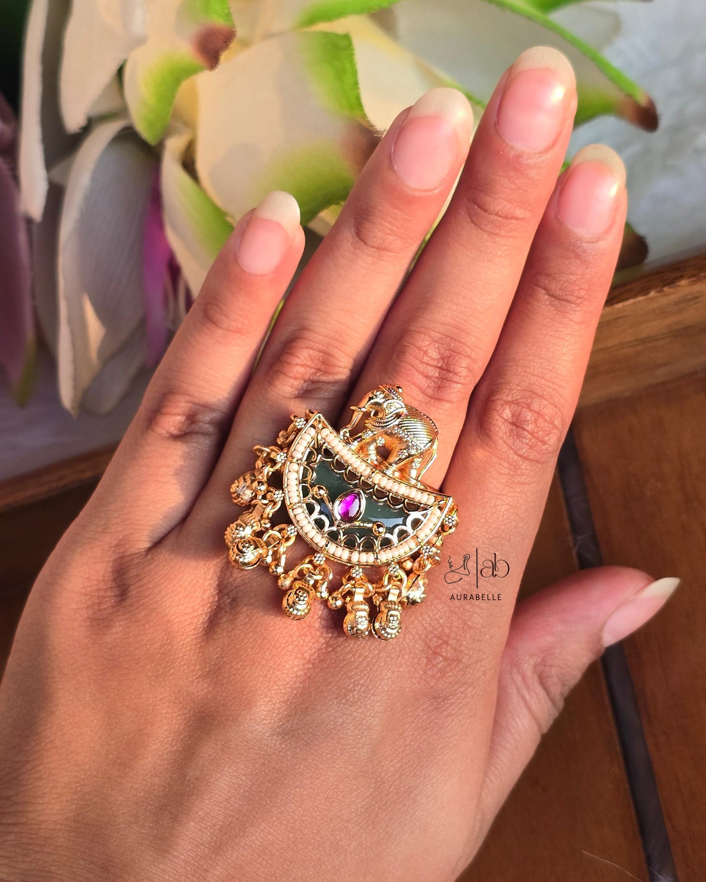 Elephant Ghungroo Adjustable Ring