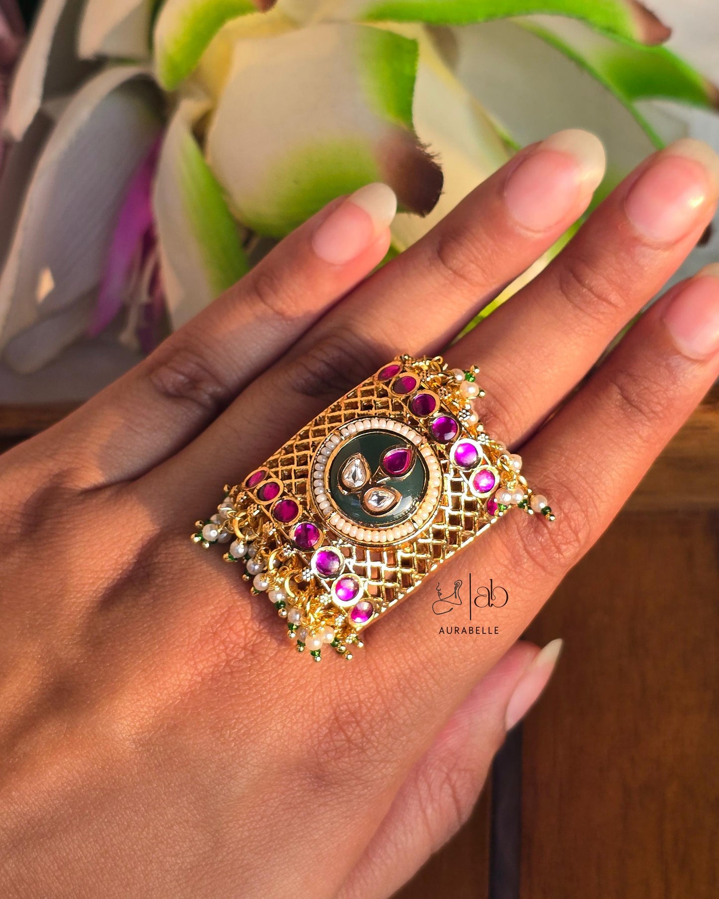 Saumaya Kundan Adjustable Ring