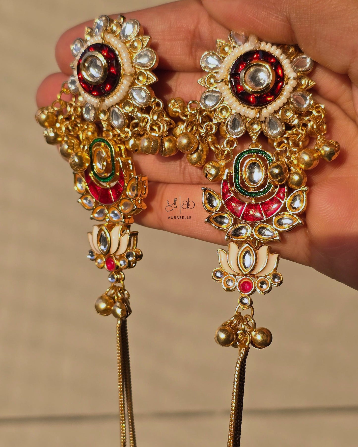 Kundan Lotus Kashmiri Earrings