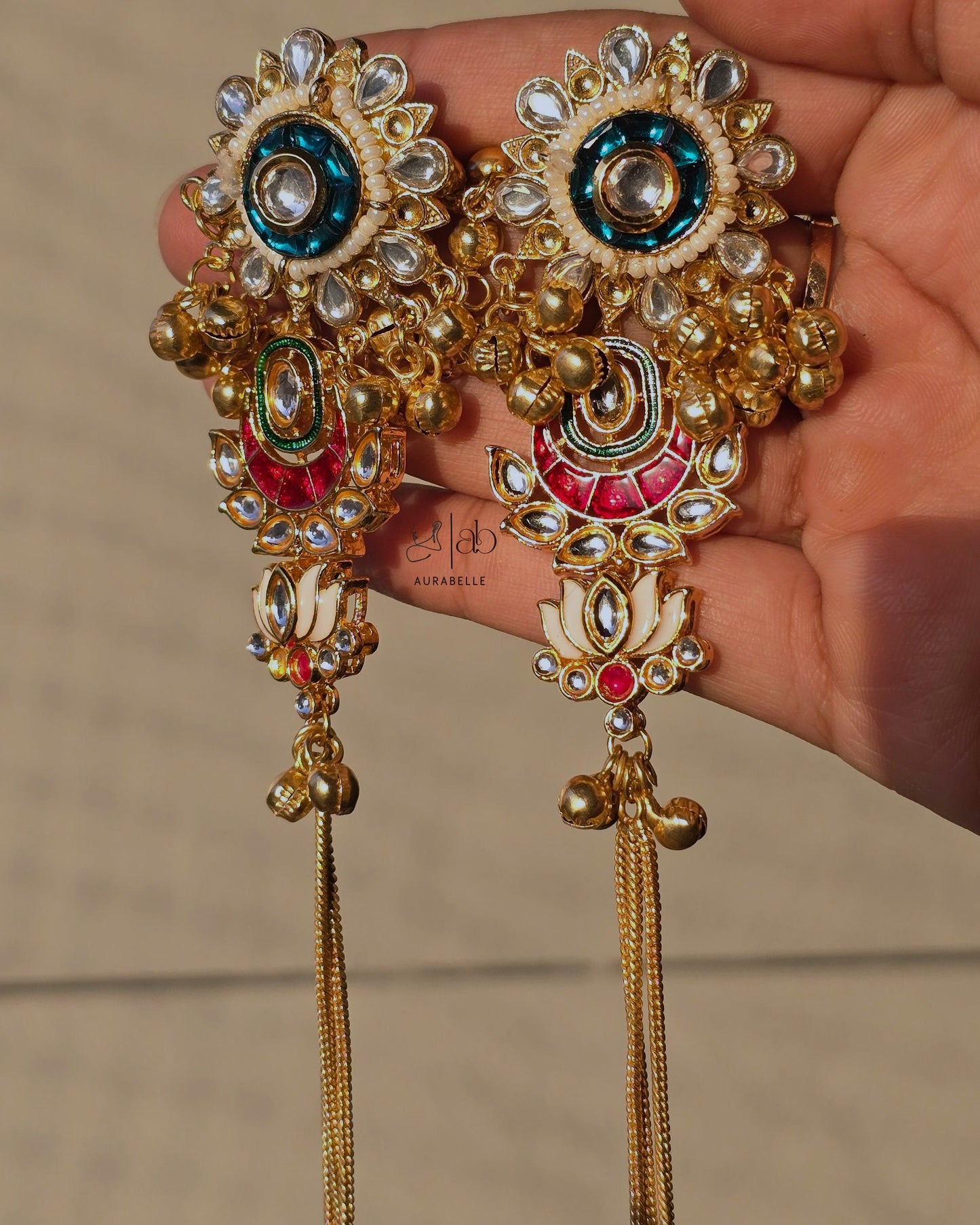 Kundan Lotus Kashmiri Earrings