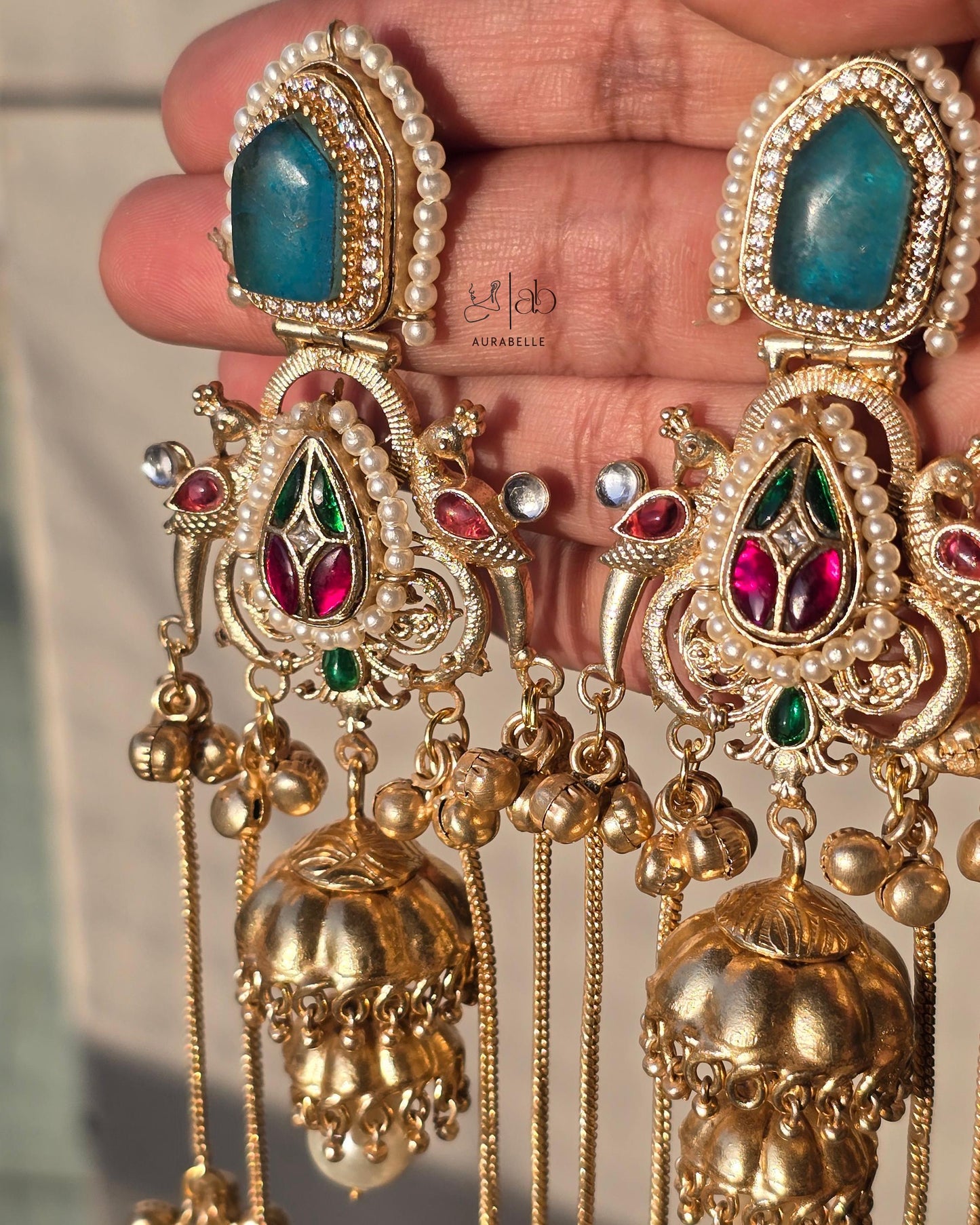 Ritwika Kashmiri Drop Earrings- BLUE