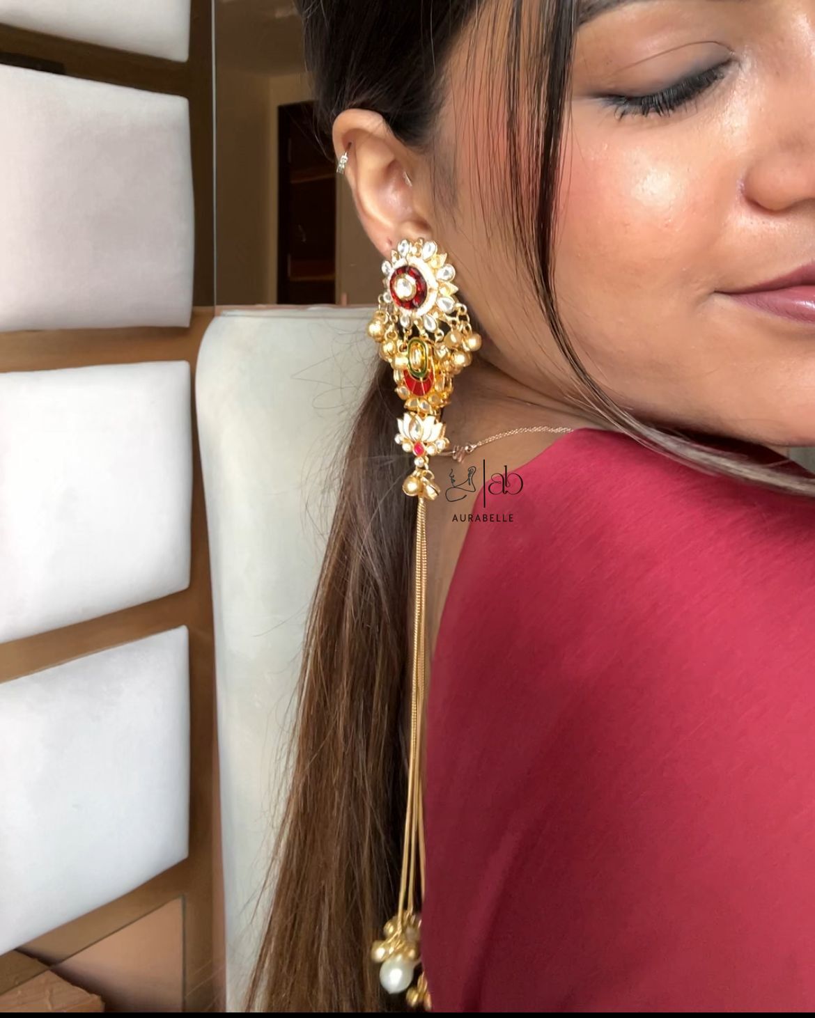 Kundan Lotus Kashmiri Earrings