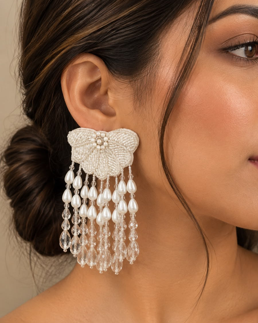 Semi Flower Beaded Earring