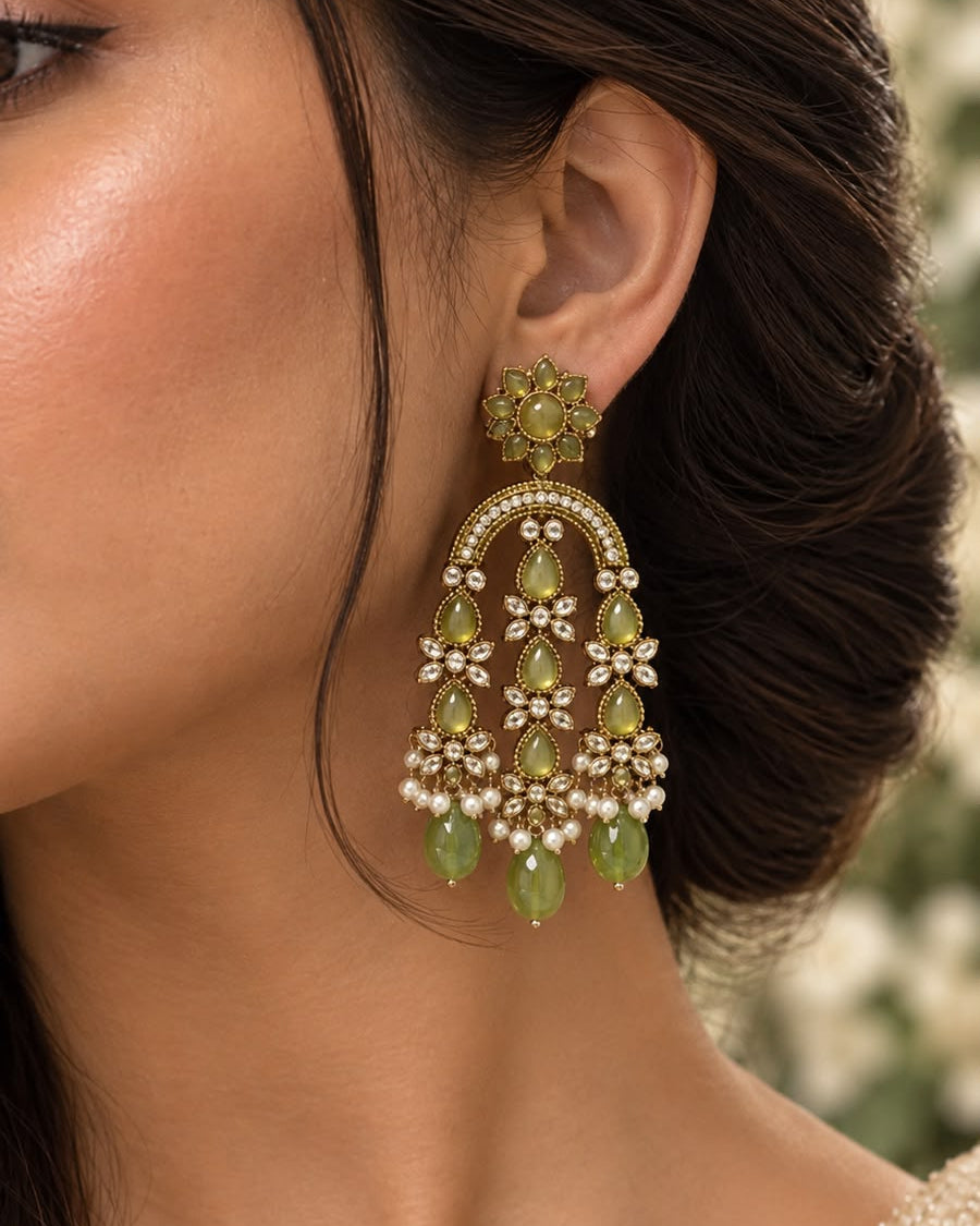 Nandini Drop Earrings - Green