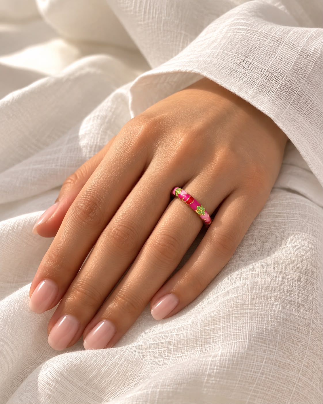 Enamel Floral Band Ring