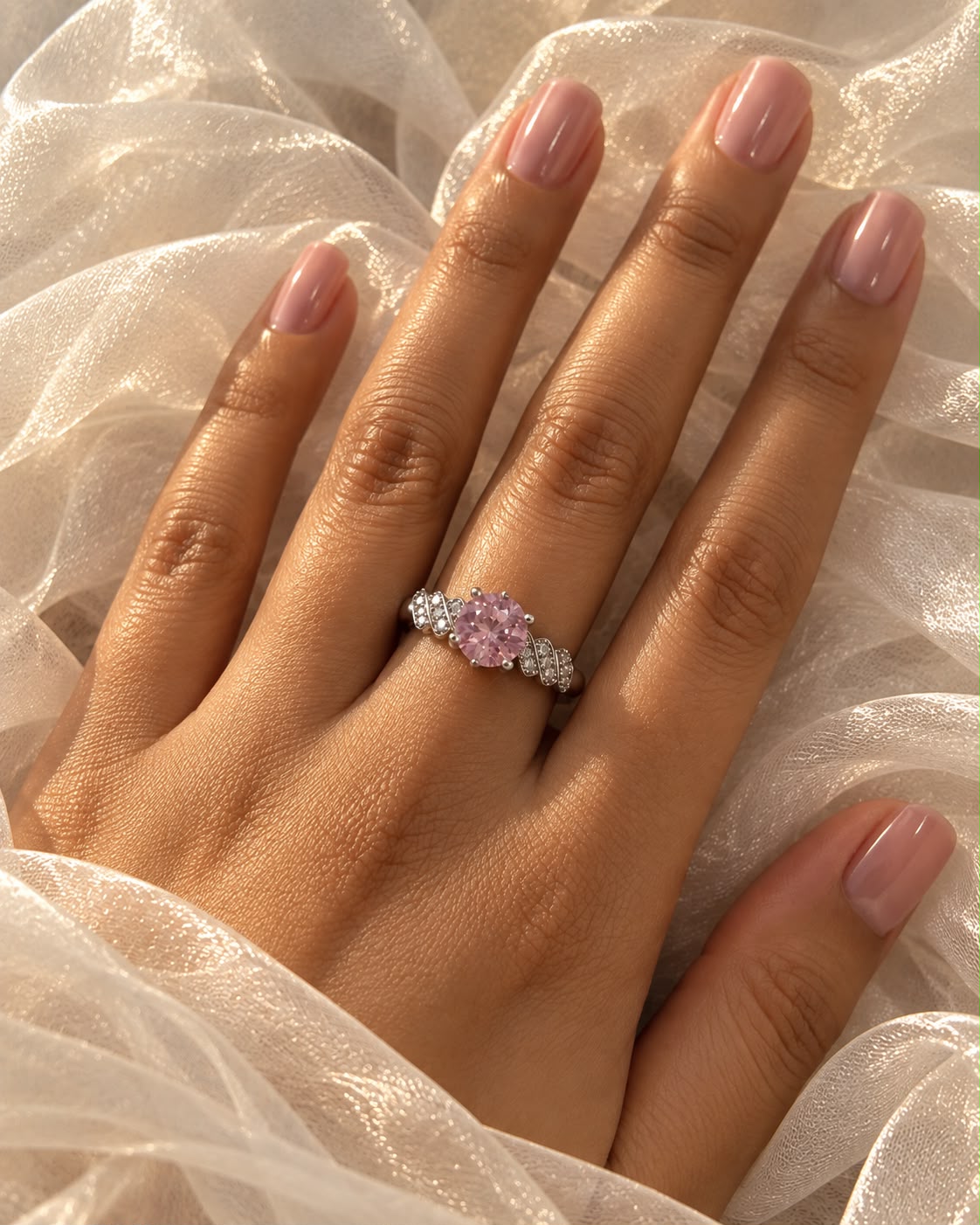 Pink Blossom Halo Ring