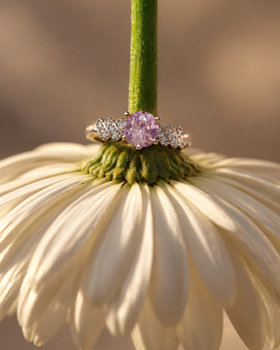 Pink Blossom Halo Ring