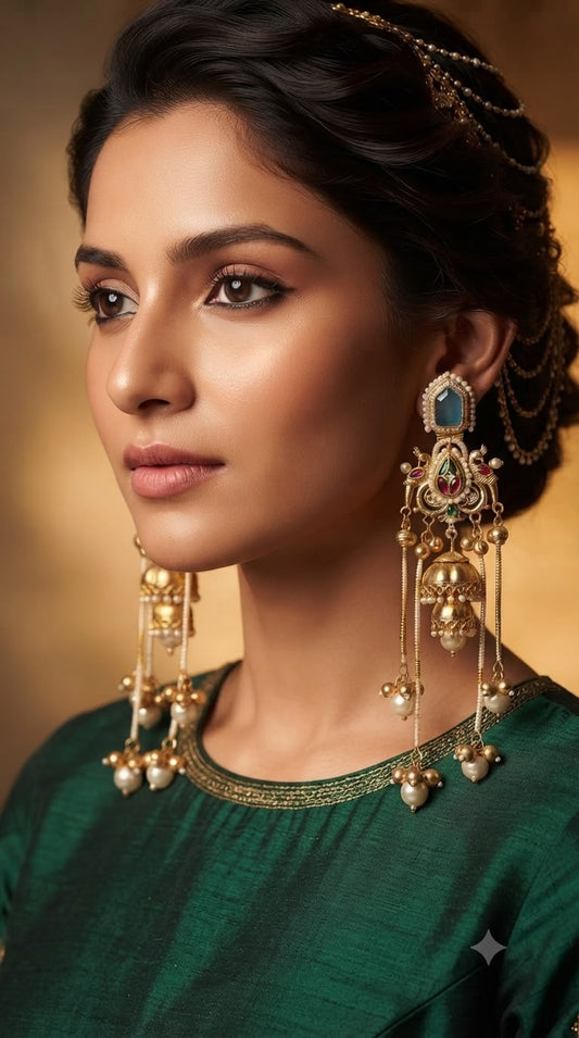 Ritwika Kashmiri Drop Earrings- BLUE