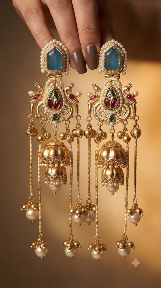 Ritwika Kashmiri Drop Earrings- BLUE
