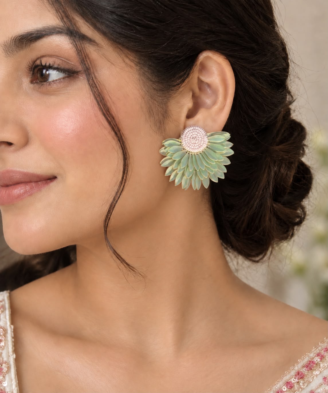 Florescent Daisy Handmade Beaded Earrings