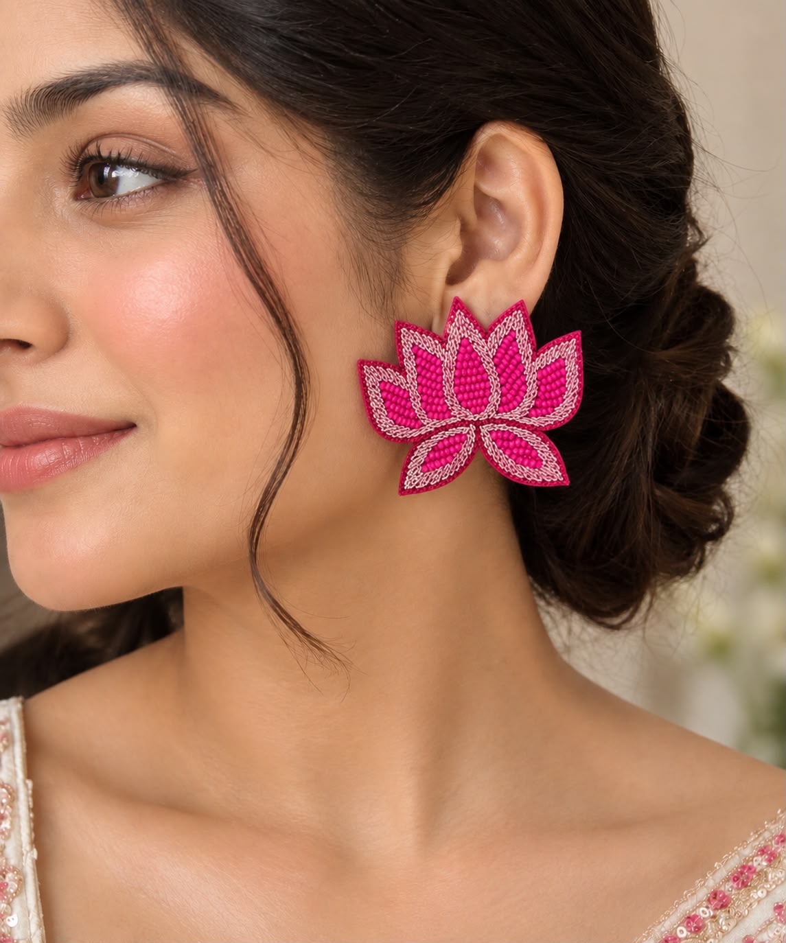 Lotus Charm Handmade Earrings