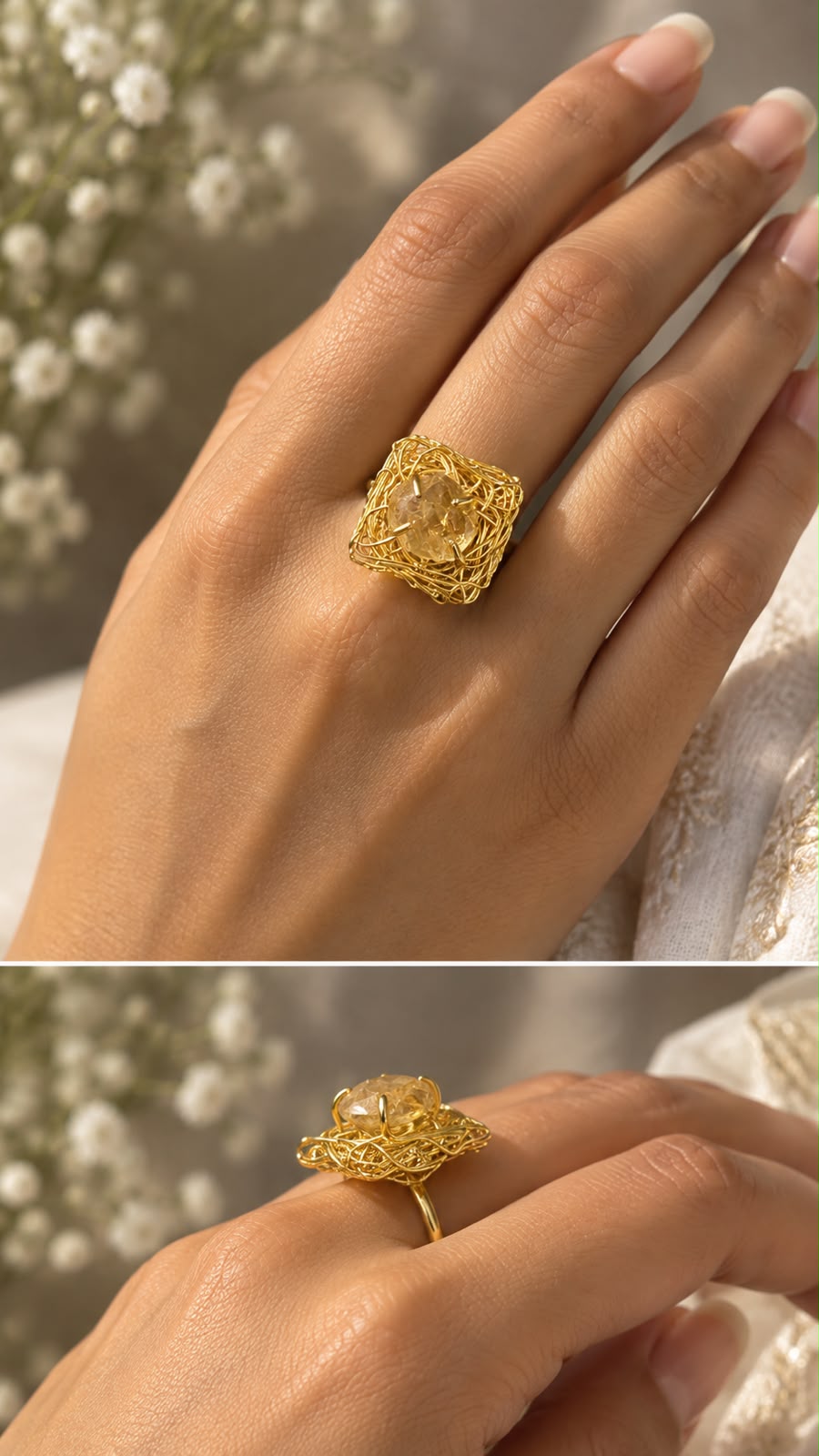 Single Stone Wire Ring