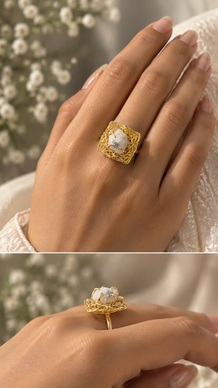 Single Stone Wire Ring